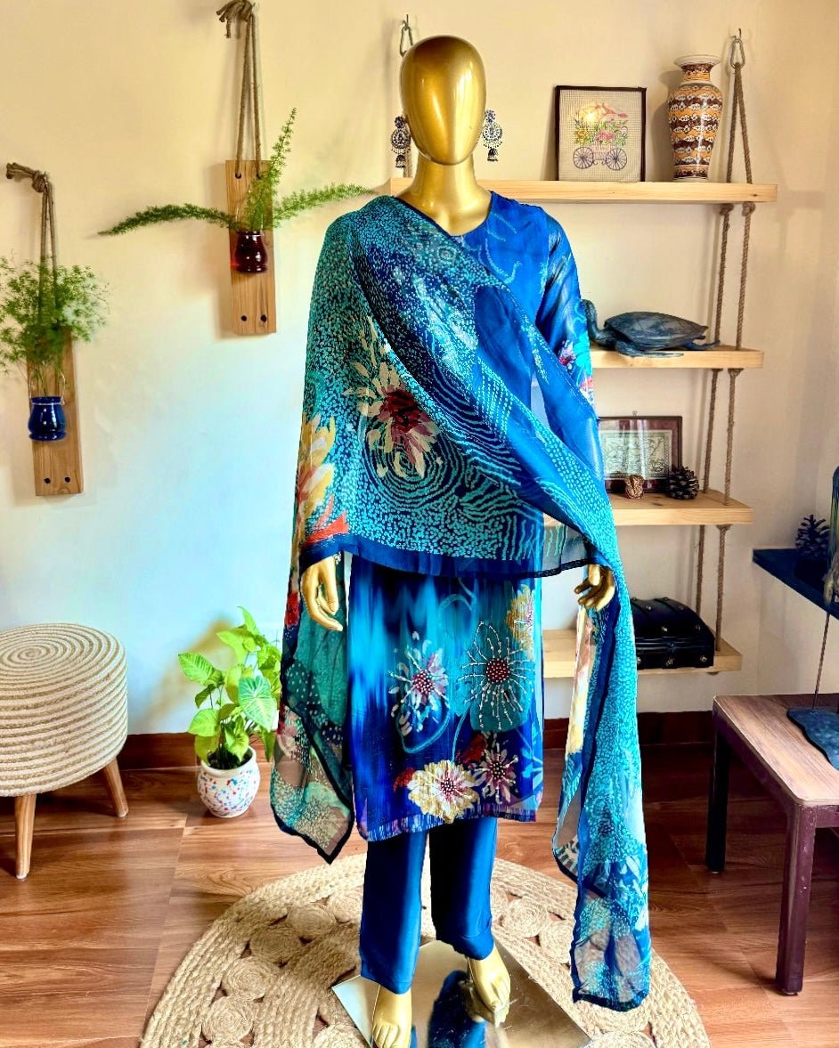 Sakina Blue Organza Kurta Set - Param Iqbal