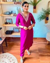 Samira Pink Dupion Silk Kurta Set - Param Iqbal
