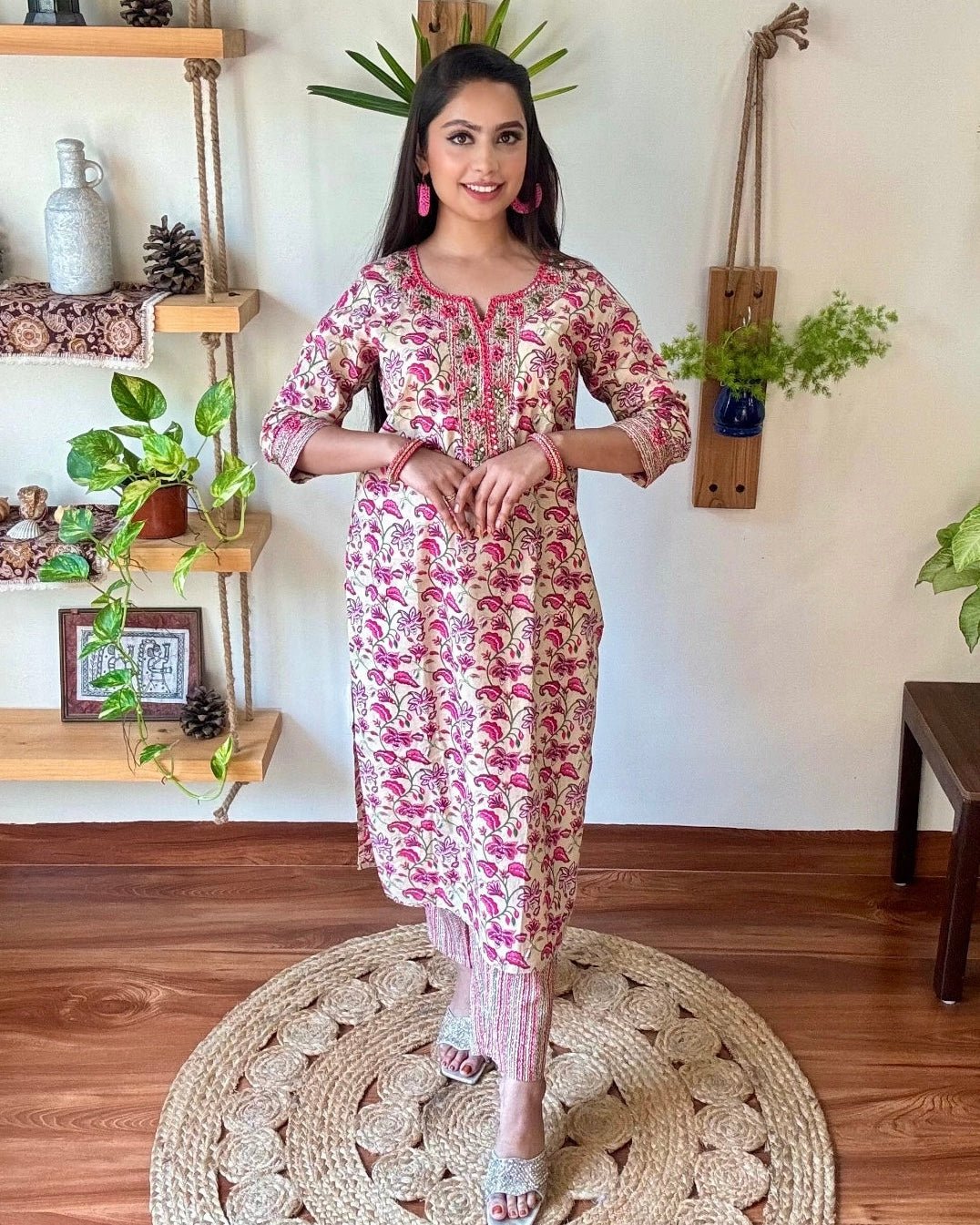 Sumaira Beige Cotton Kurta Set - Param Iqbal