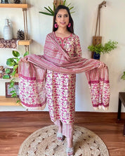 Sumaira Beige Cotton Kurta Set - Param Iqbal