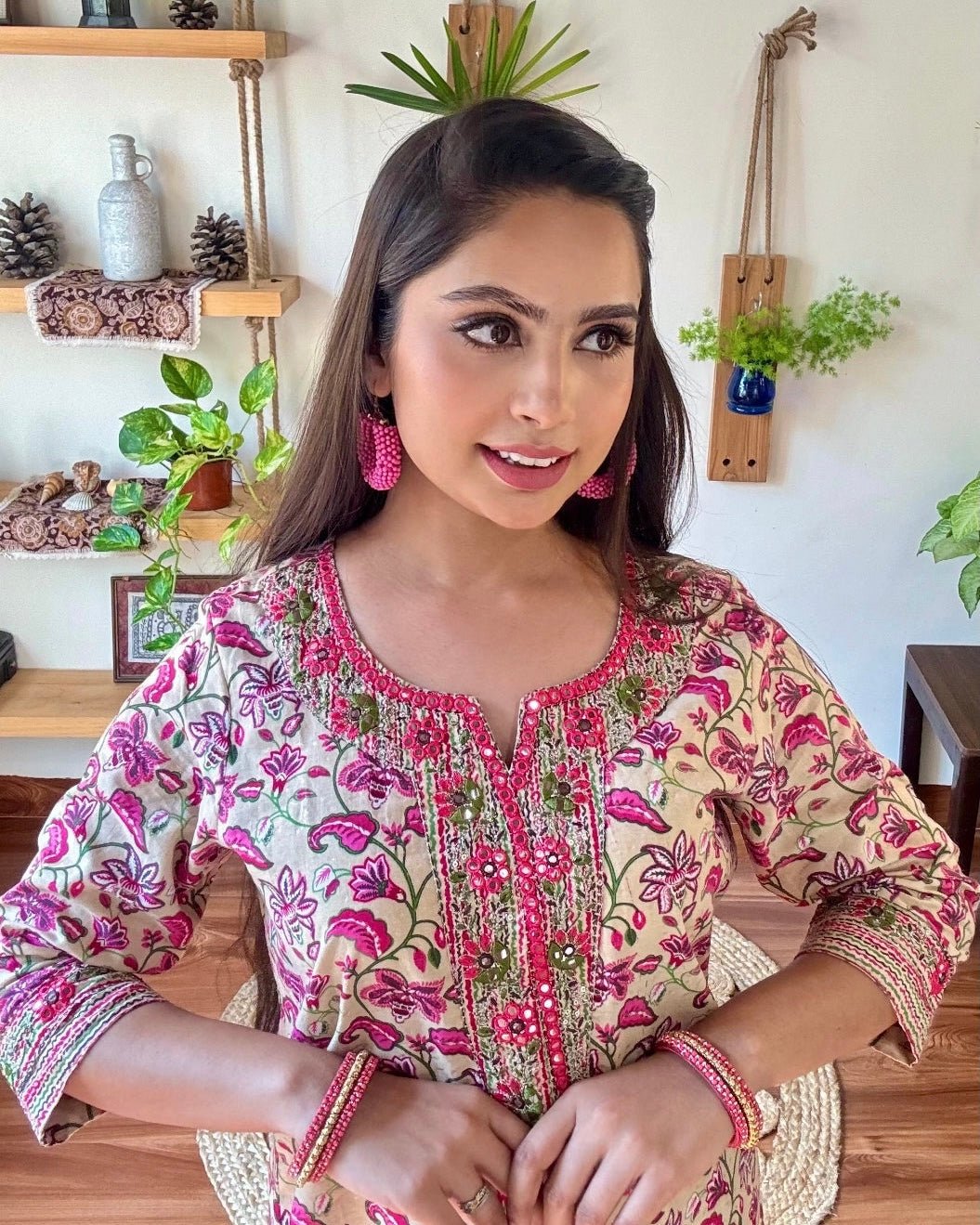 Sumaira Beige Cotton Kurta Set - Param Iqbal