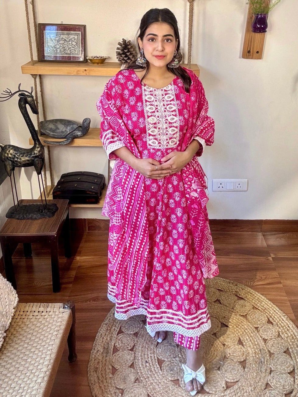 Uttara Red Cotton Kurta Set - Param Iqbal