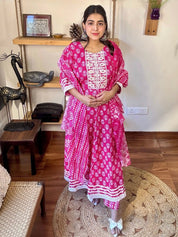 Uttara Red Cotton Kurta Set - Param Iqbal