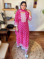 Uttara Red Cotton Kurta Set - Param Iqbal