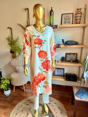 Uzma Cream Muslin Kurta Set - Param Iqbal