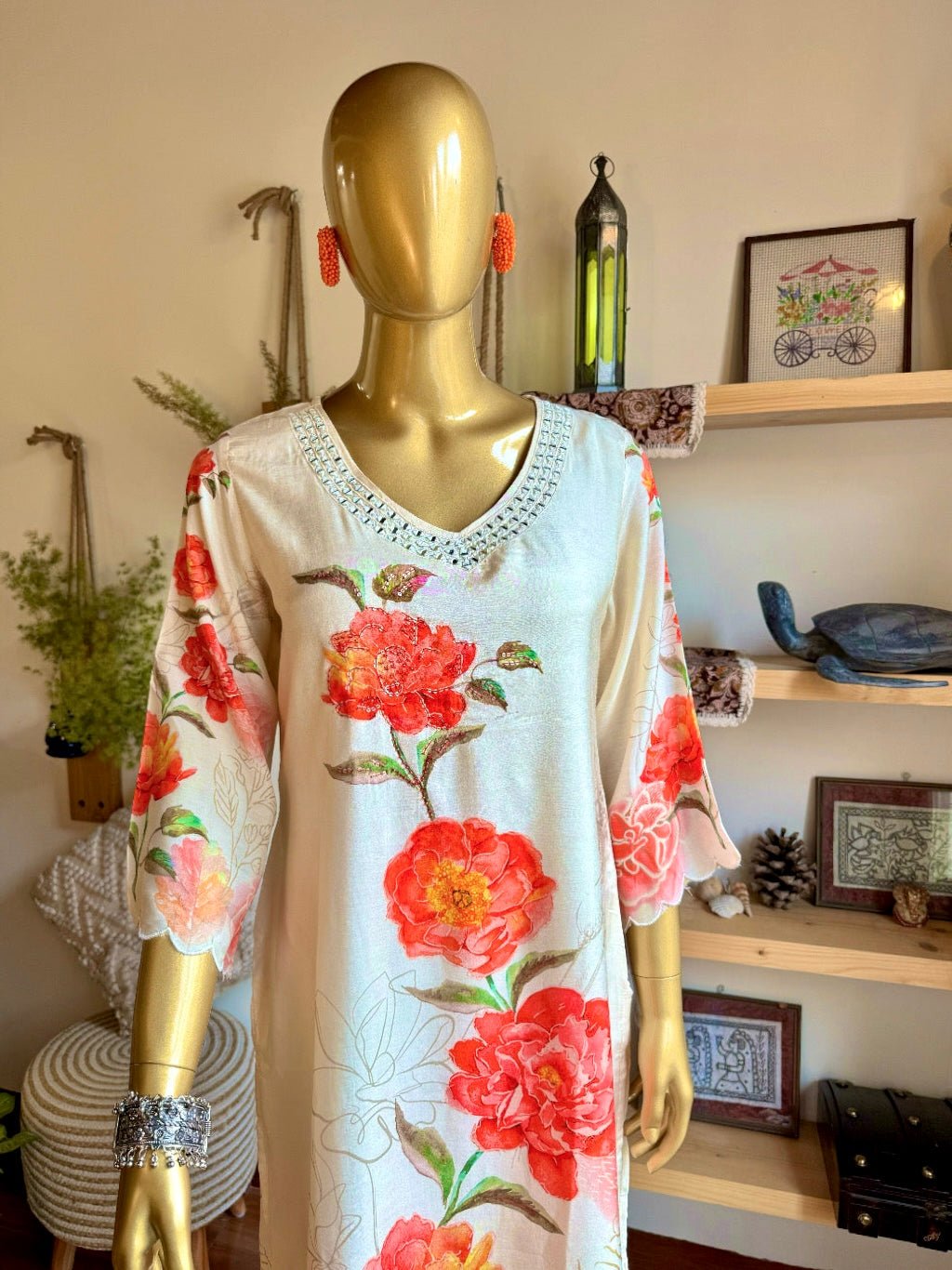 Uzma Cream Muslin Kurta Set - Param Iqbal