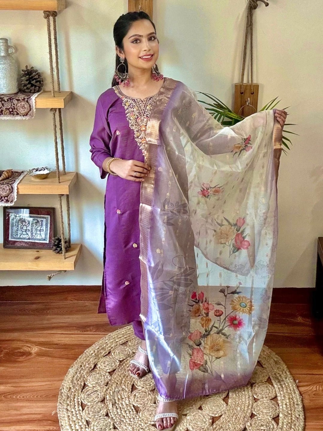 Vaani Lavender Silk Kurta Set - Param Iqbal