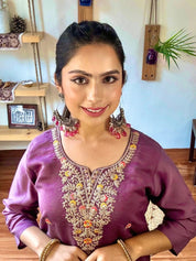Vaani Lavender Silk Kurta Set - Param Iqbal
