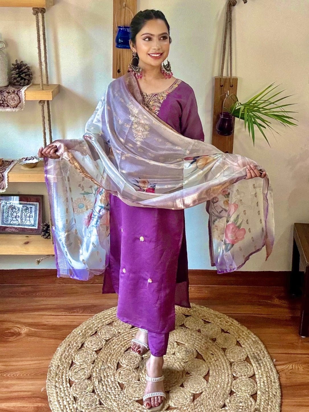Vaani Lavender Silk Kurta Set - Param Iqbal