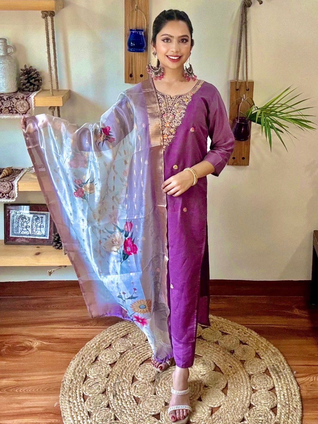 Vaani Lavender Silk Kurta Set - Param Iqbal
