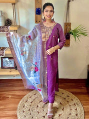 Vaani Lavender Silk Kurta Set - Param Iqbal