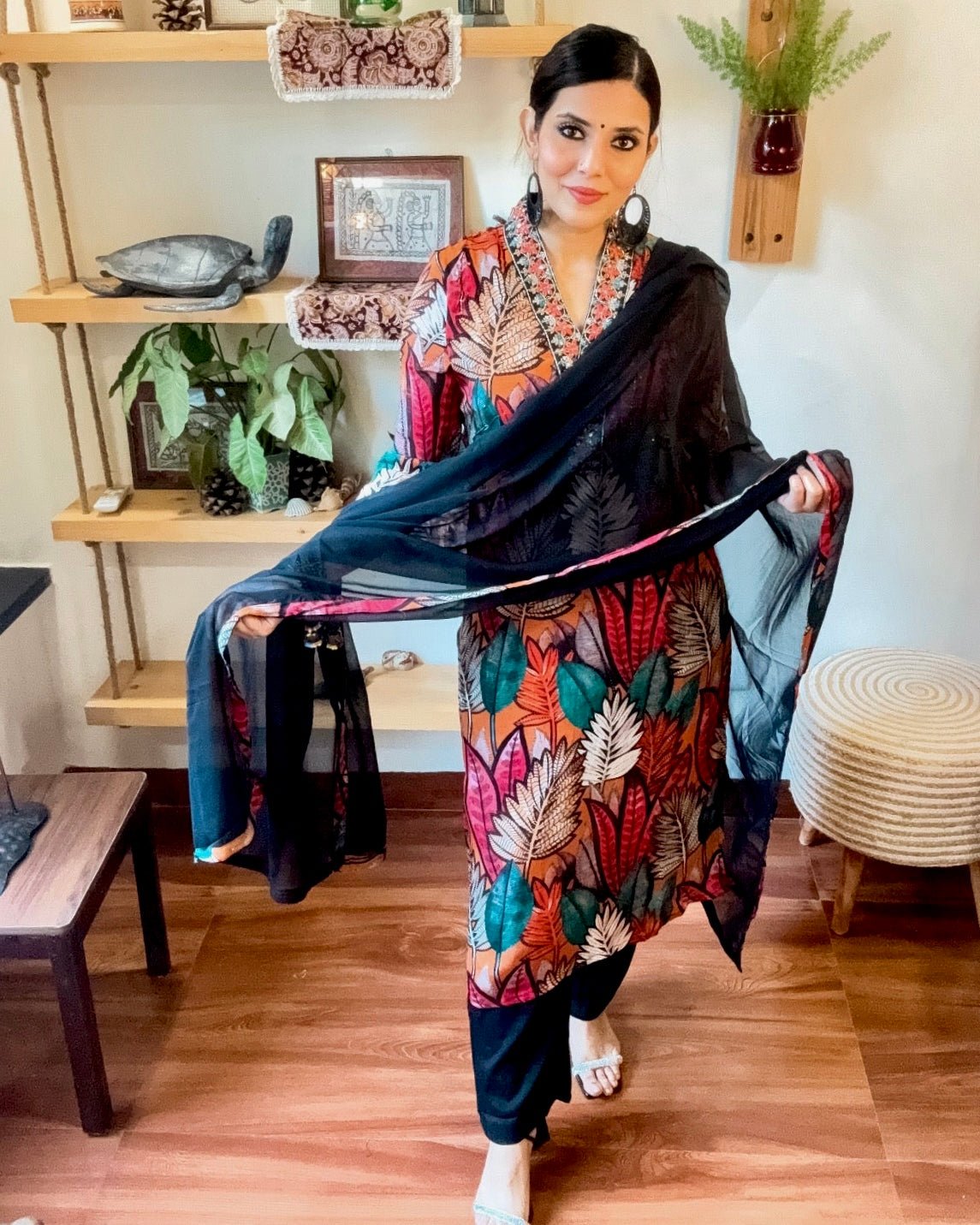 Zarina Orange Chinnon Kurta Set - Param Iqbal