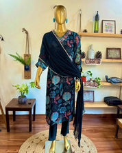 Zeenat black organza Kurta Set - Param Iqbal