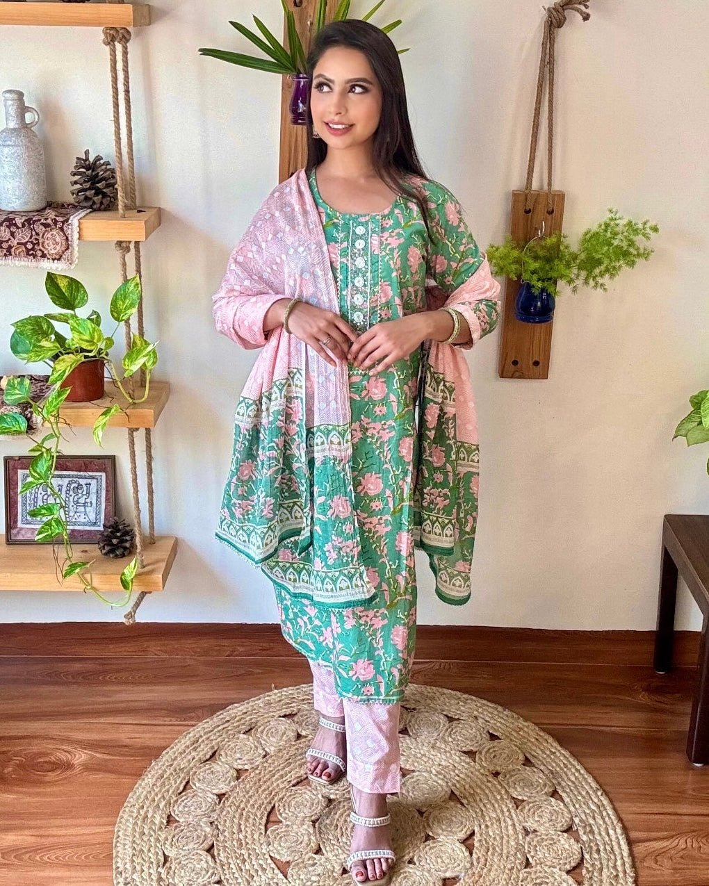 Zivah Green Cotton Kurta Set - Param Iqbal
