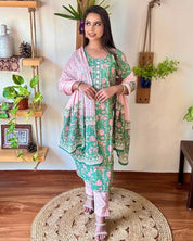 Zivah Green Cotton Kurta Set - Param Iqbal