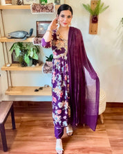 Zohra Purple Chinnon Kurta Set - Param Iqbal