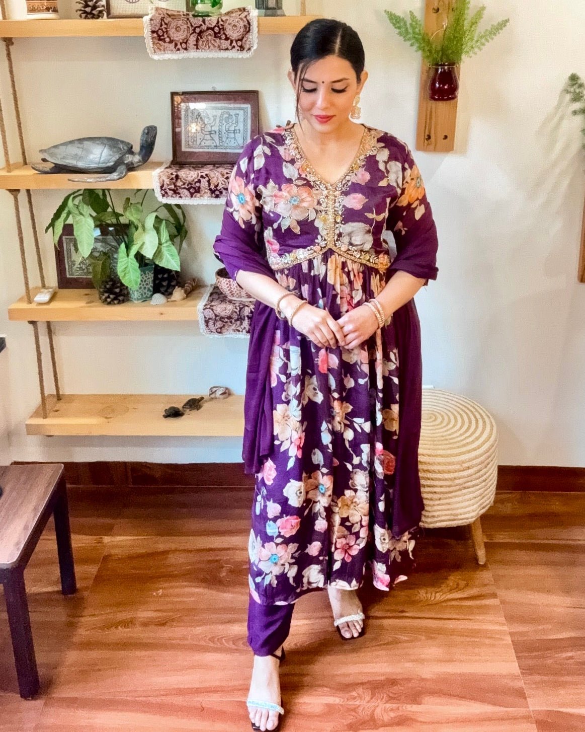Zohra Purple Chinnon Kurta Set - Param Iqbal