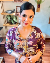 Zohra Purple Chinnon Kurta Set - Param Iqbal