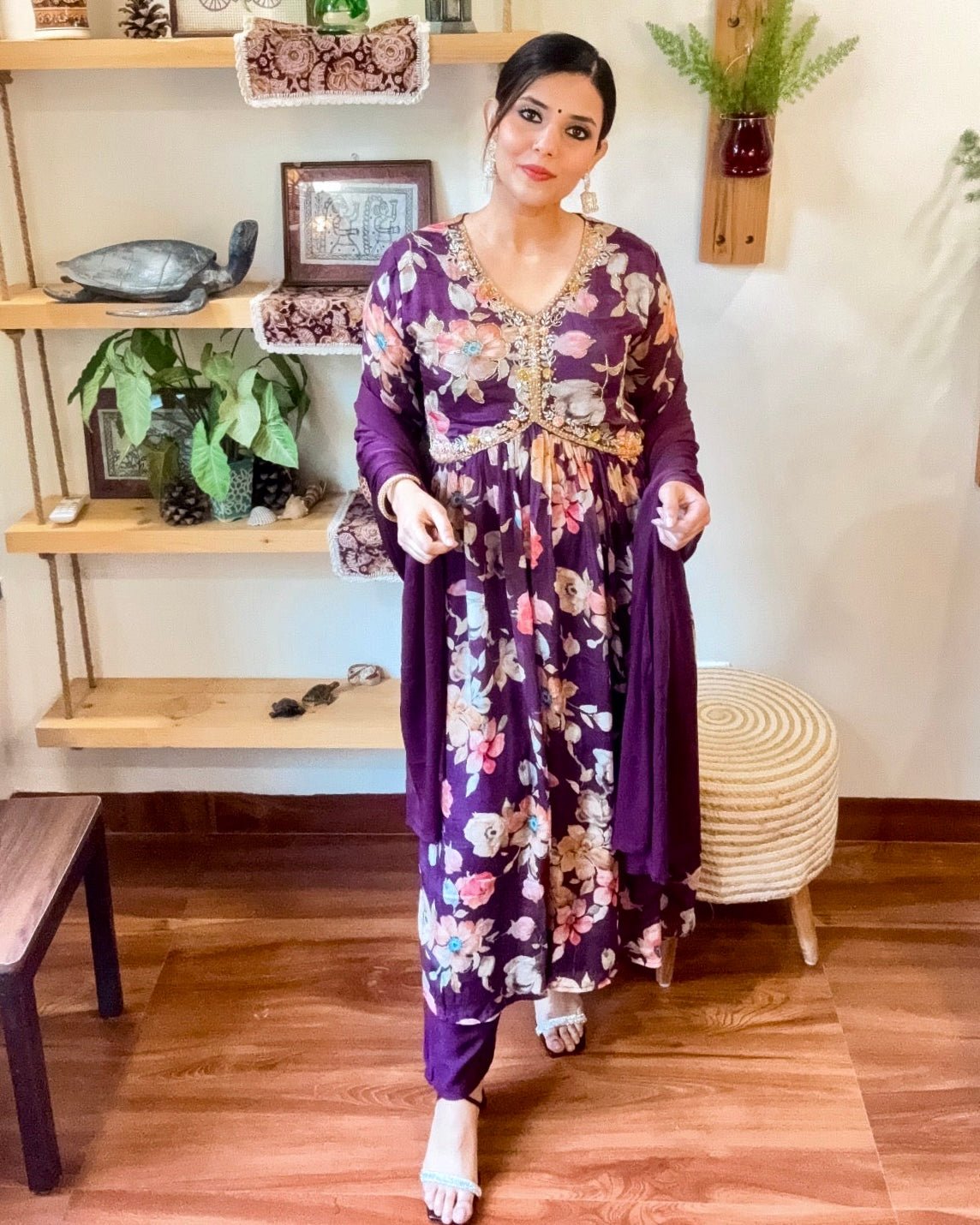 Zohra Purple Chinnon Kurta Set - Param Iqbal