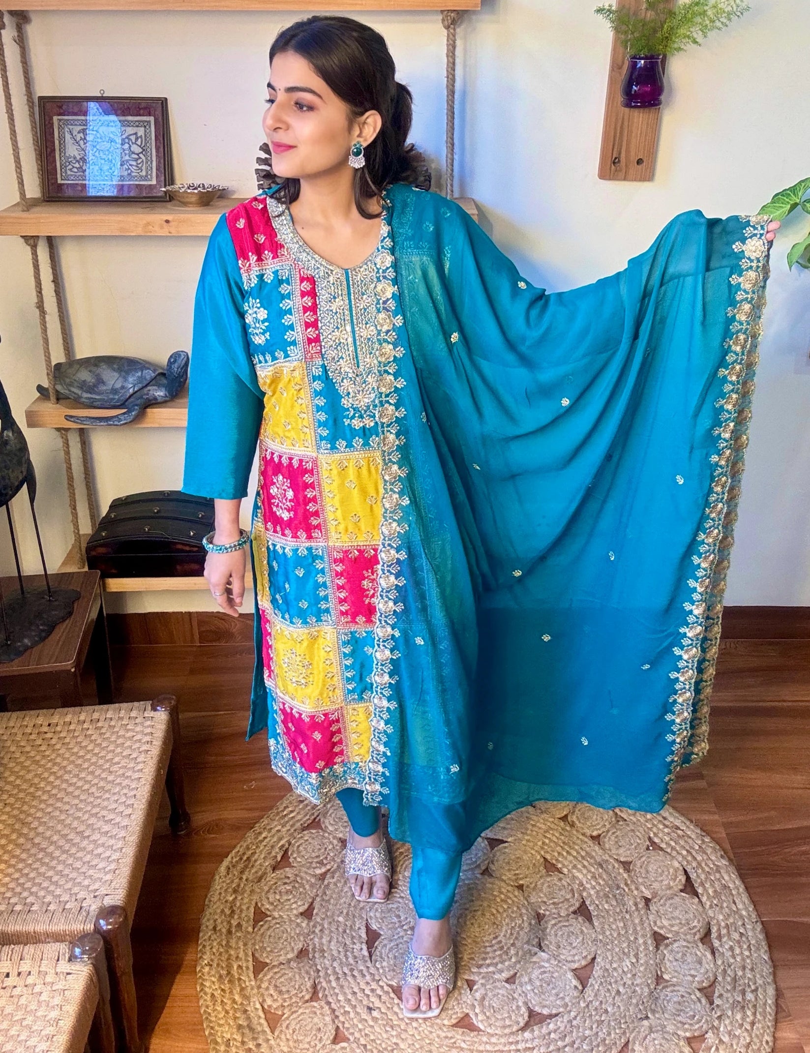 Mihika Blue Chinnon Suit | Param Iqbal