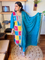 Mihika Blue Chinnon Suit | Param Iqbal