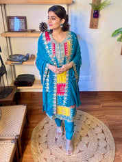 Mihika Blue Chinnon Suit | Param Iqbal