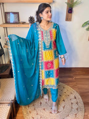 Mihika Blue Chinnon Suit | Param Iqbal