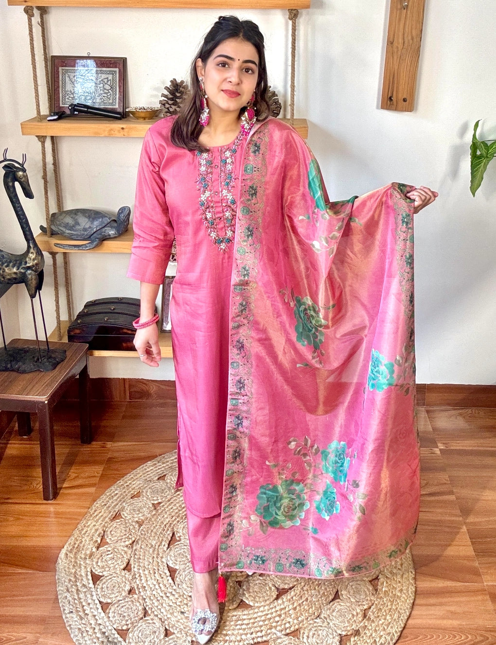 Shanaya Pink Shimmer Silk Suit | Param Iqbal