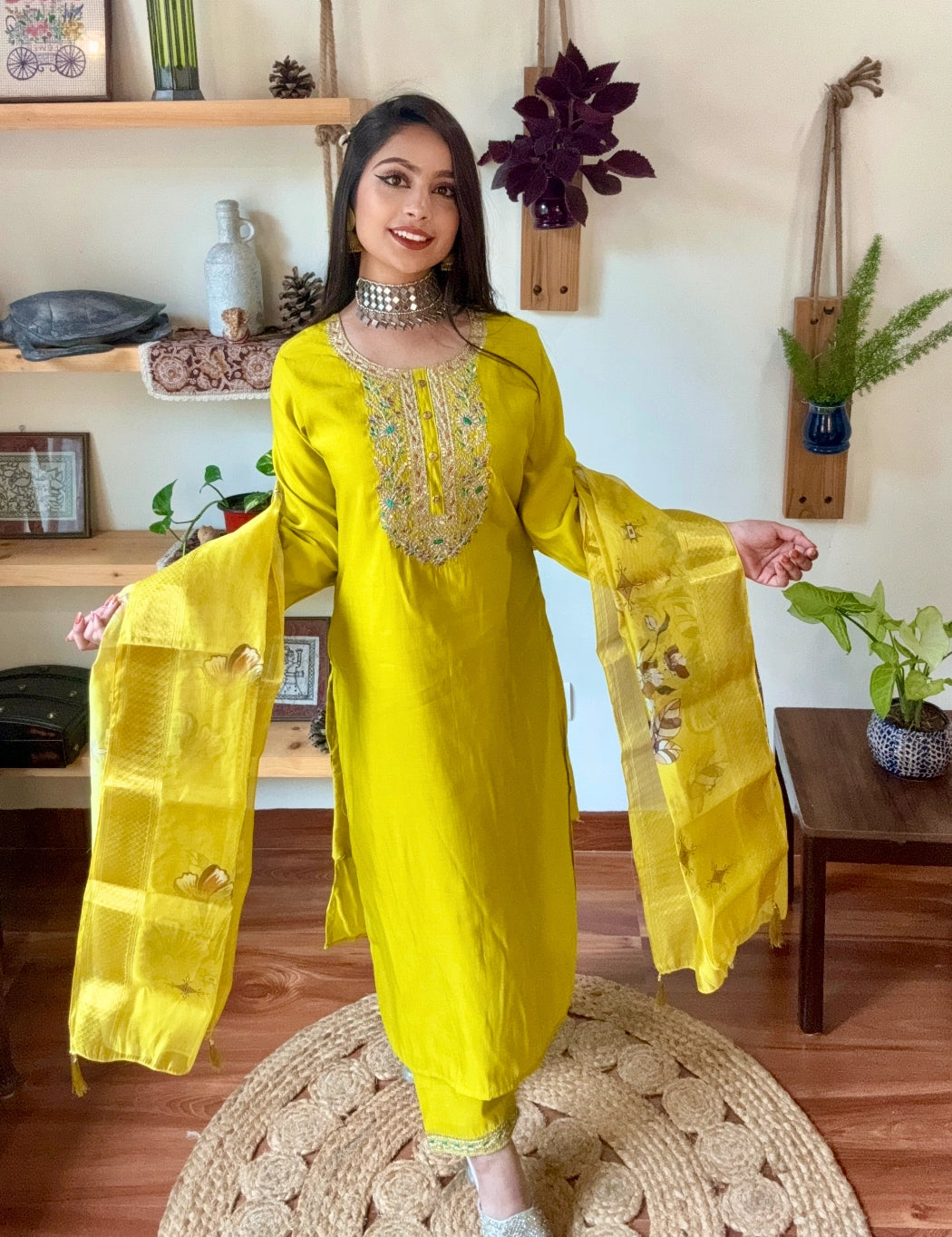 Asma Lime Green Roman Silk Suit | Param Iqbal 