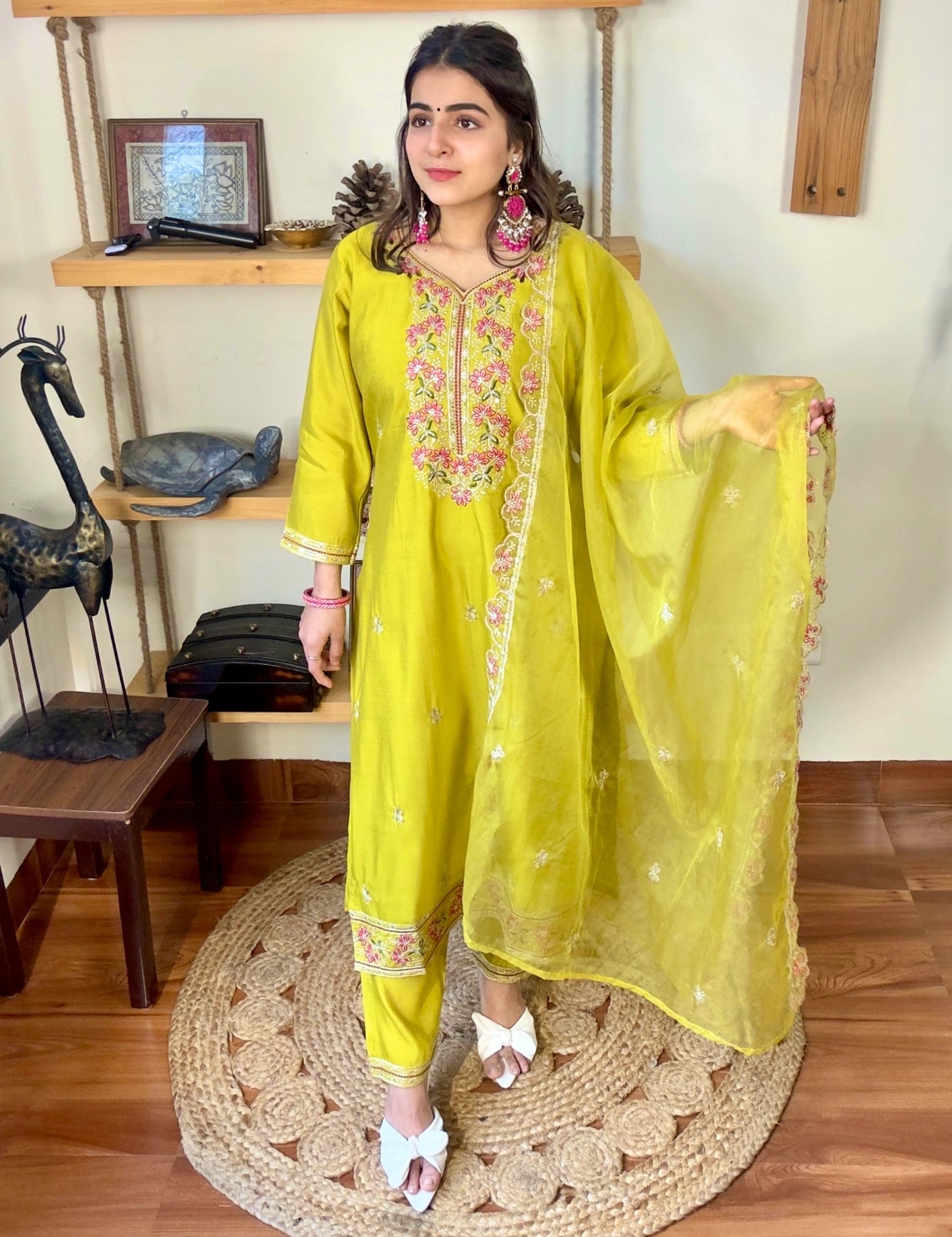 Naina Lime Green Roman Silk Suit | Param Iqbal