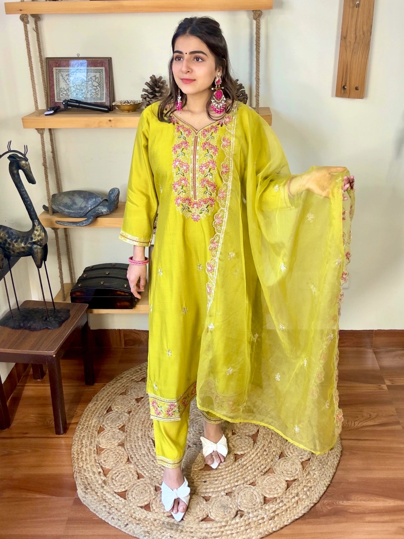 Naina Lime Green Roman Silk Suit | Param Iqbal