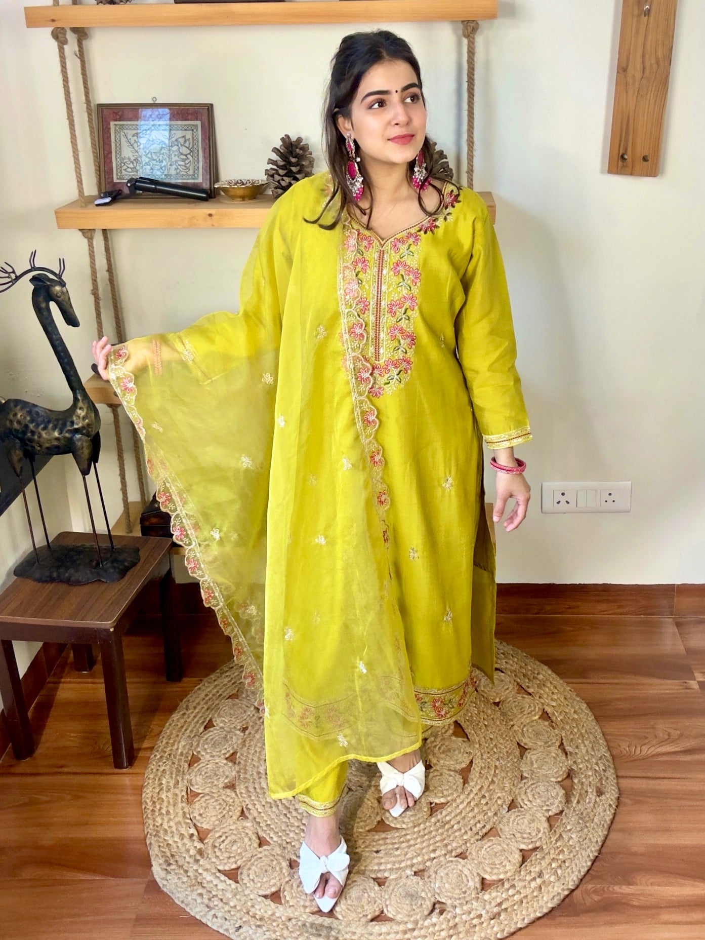 Naina Lime Green Roman Silk Suit | Param Iqbal