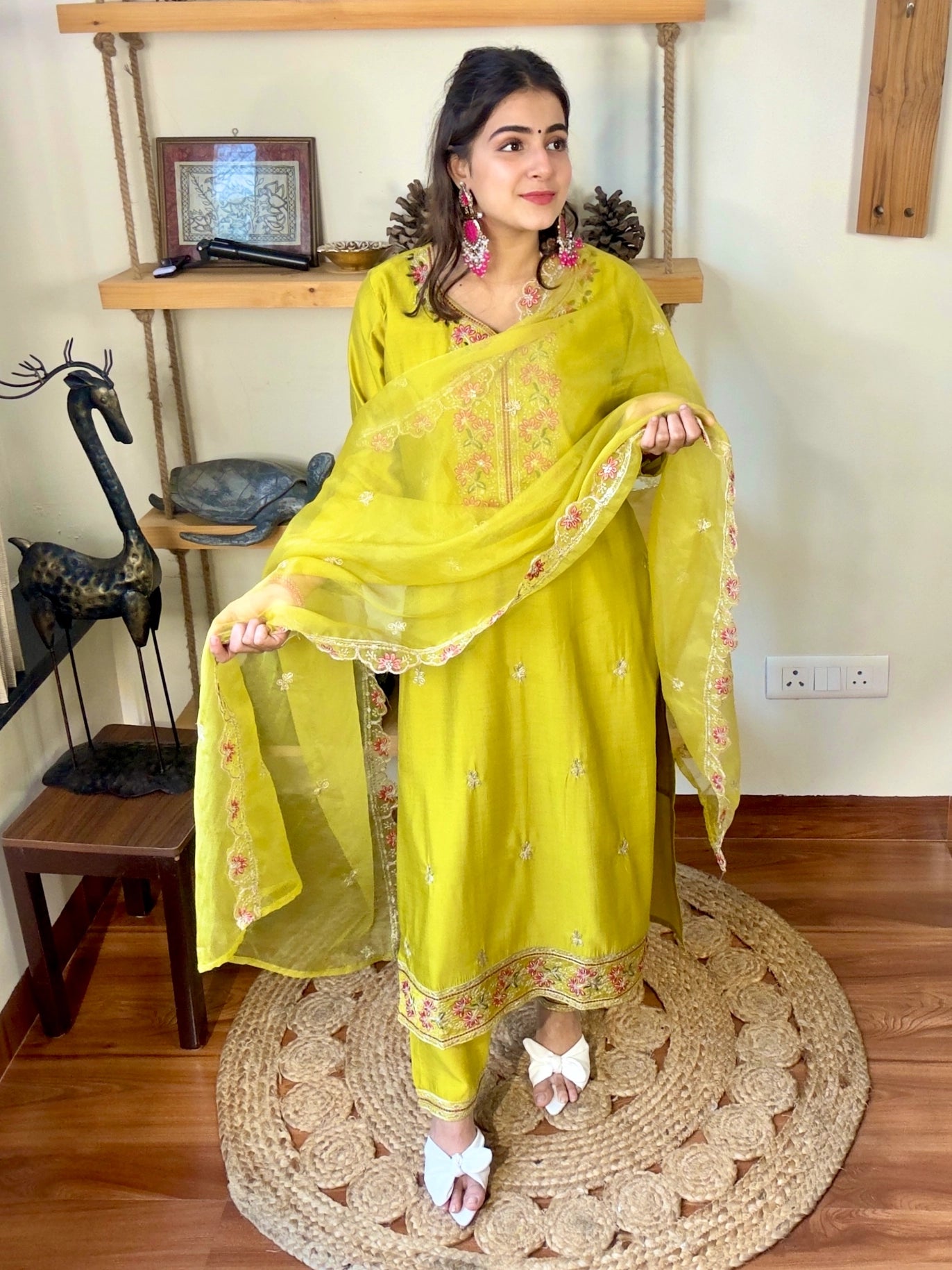 Naina Lime Green Roman Silk Suit | Param Iqbal