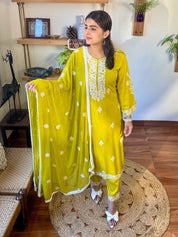  Mehak Lime Green Rayon Suit |Param Iqbal