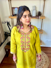 Naina Lime Green Roman Silk Suit | Param Iqbal