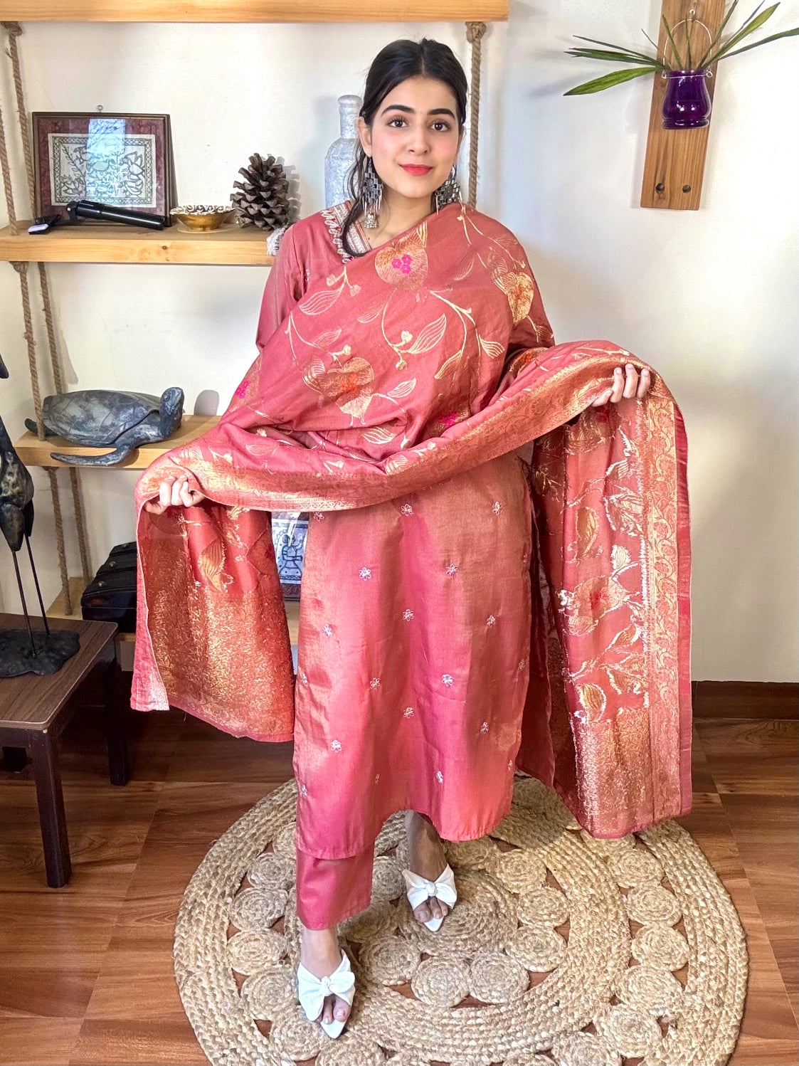 Gauri Rust Brown Silk Suit | Param Iqbal