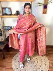 Gauri Rust Brown Silk Suit | Param Iqbal