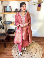 Gauri Rust Brown Silk Suit | Param Iqbal