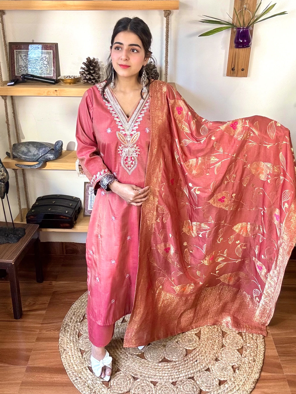 Gauri Rust Brown Silk Suit | Param Iqbal