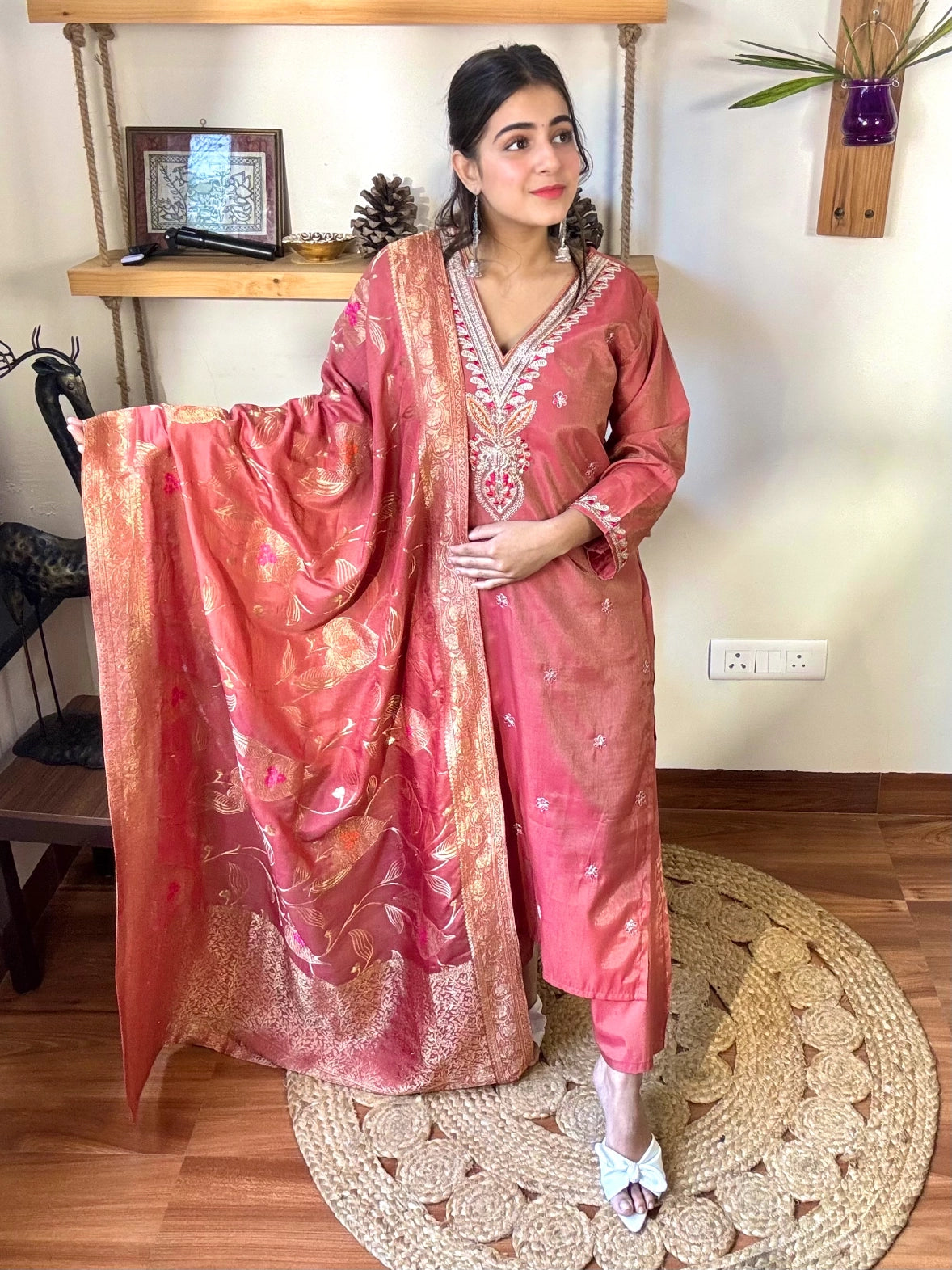 Gauri Rust Brown Silk Suit | Param Iqbal