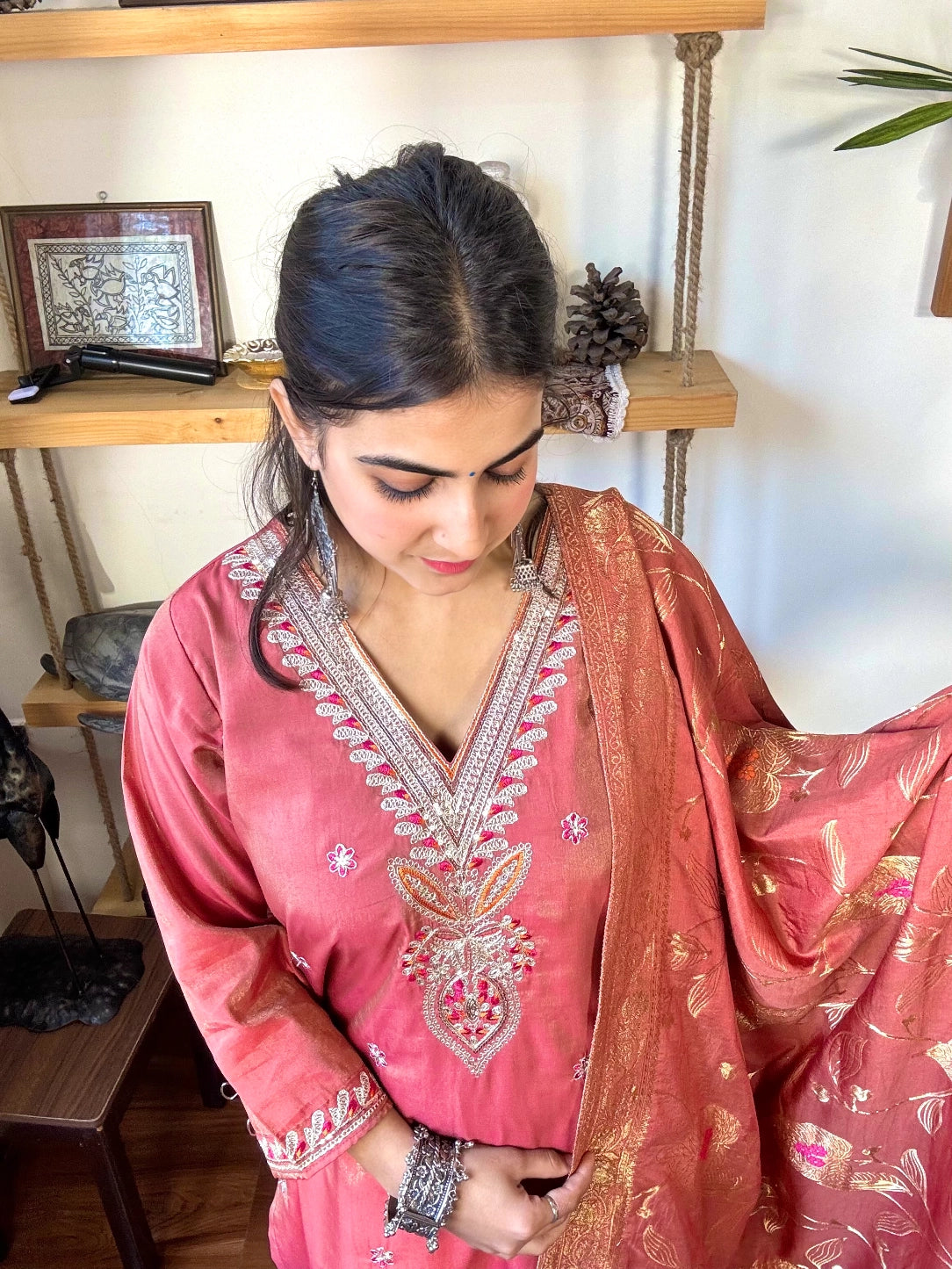 Gauri Rust Brown Silk Suit | Param Iqbal