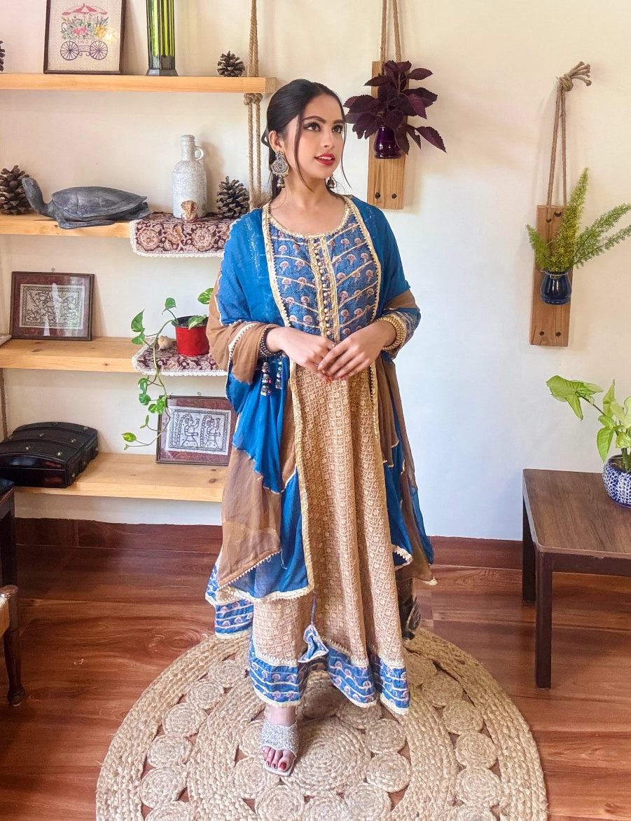 Nora Camel Brown Cotton Suit | Param Iqbal 