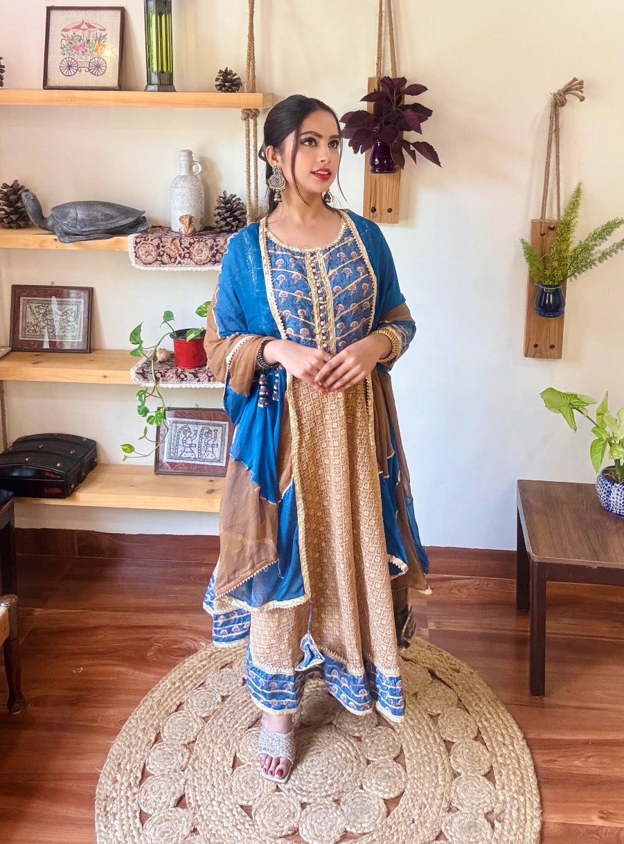 Nora Camel Brown Cotton Suit | Param Iqbal 