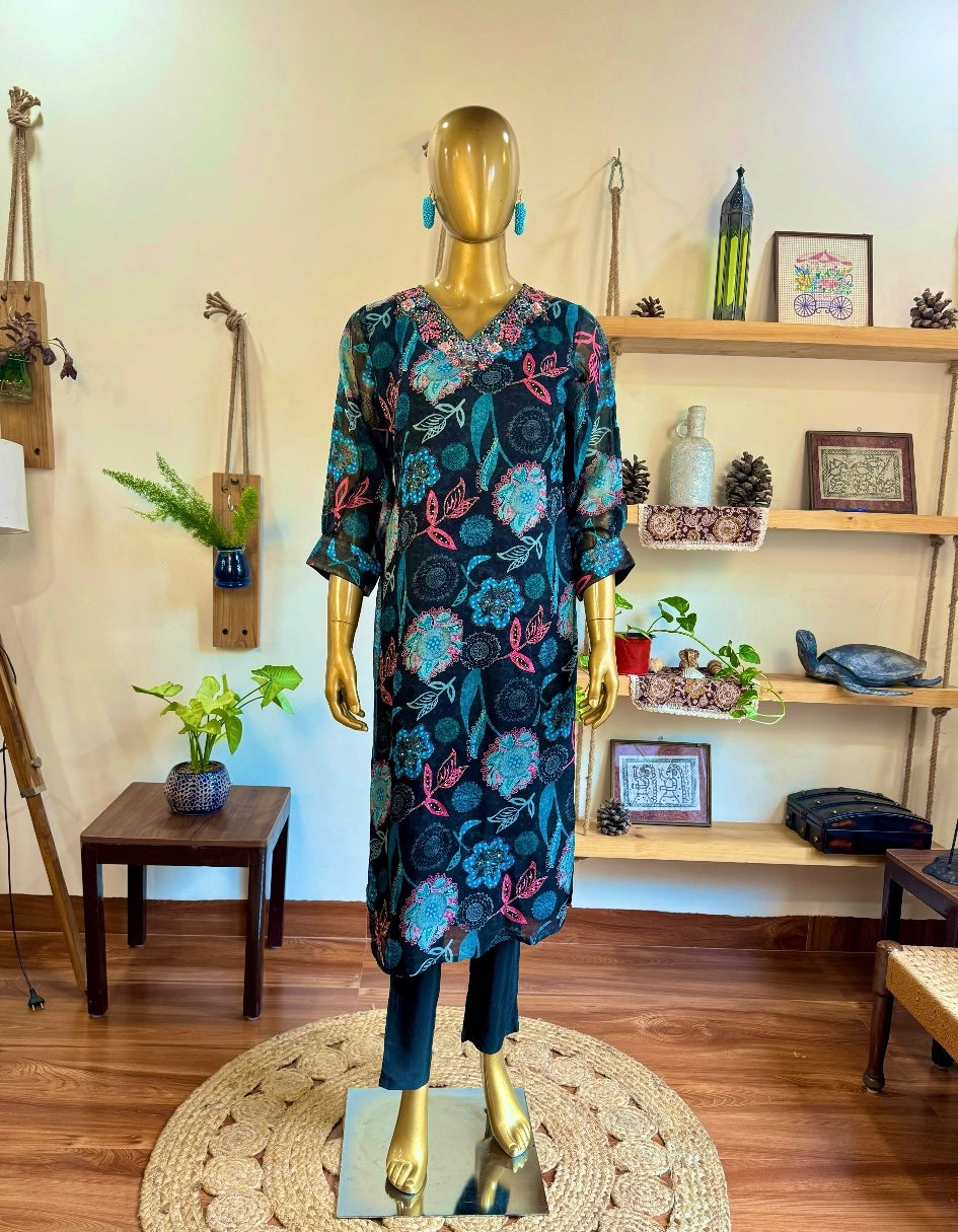 Zeenat black organza suit | Param Iqbal 
