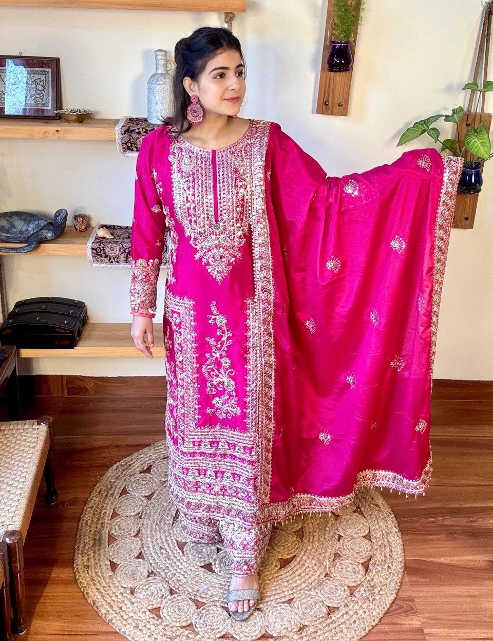 Shahida Pink Chinnon Suit | Param Iqbal