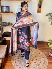 Sahiba Black Russian Silk Suit | Param Iqbal