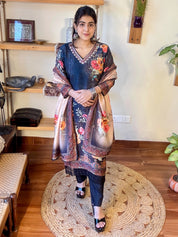 Sahiba Black Russian Silk Suit | Param Iqbal