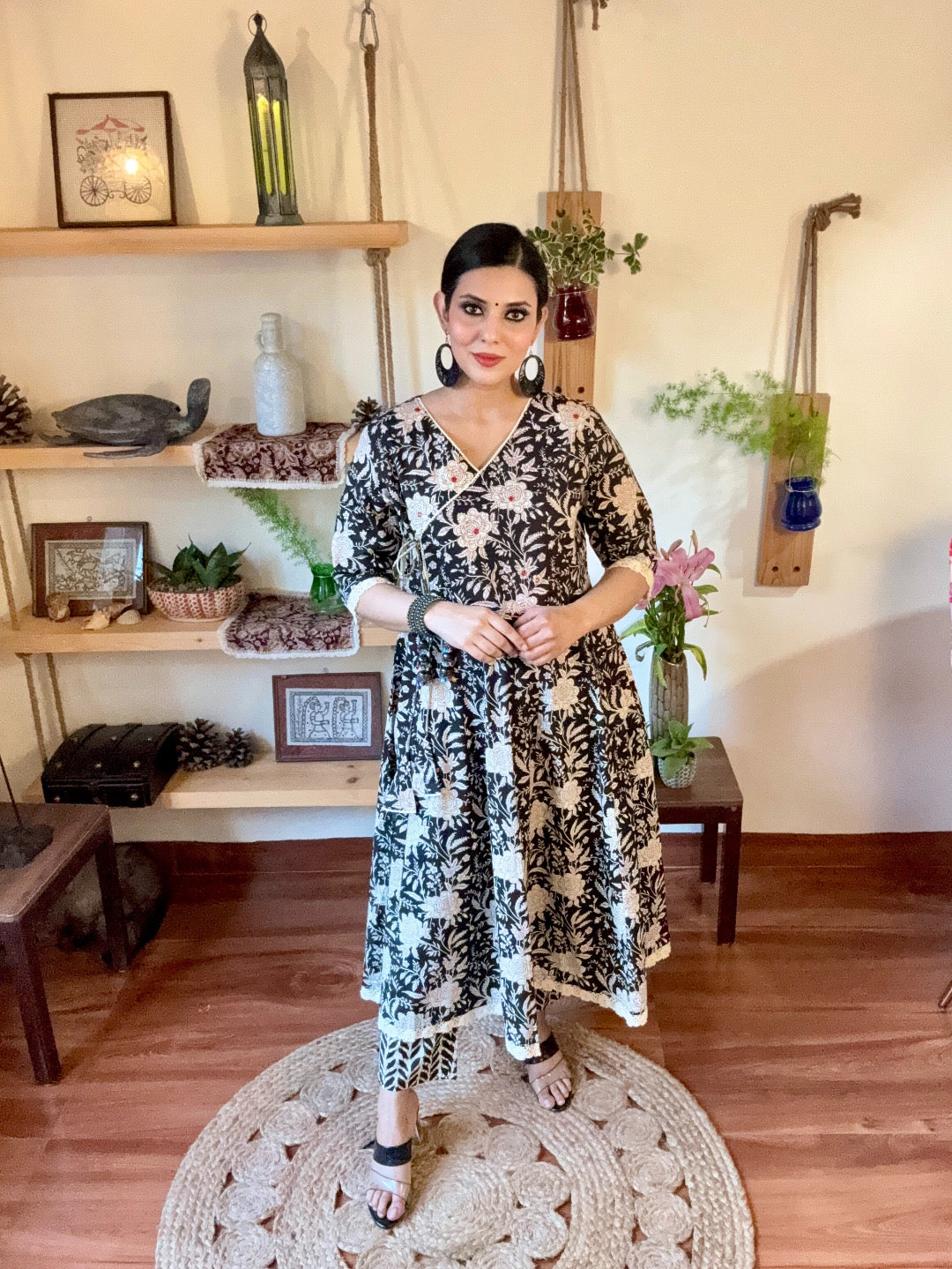 Tahirah Black Cotton Suit | Param Iqbal 