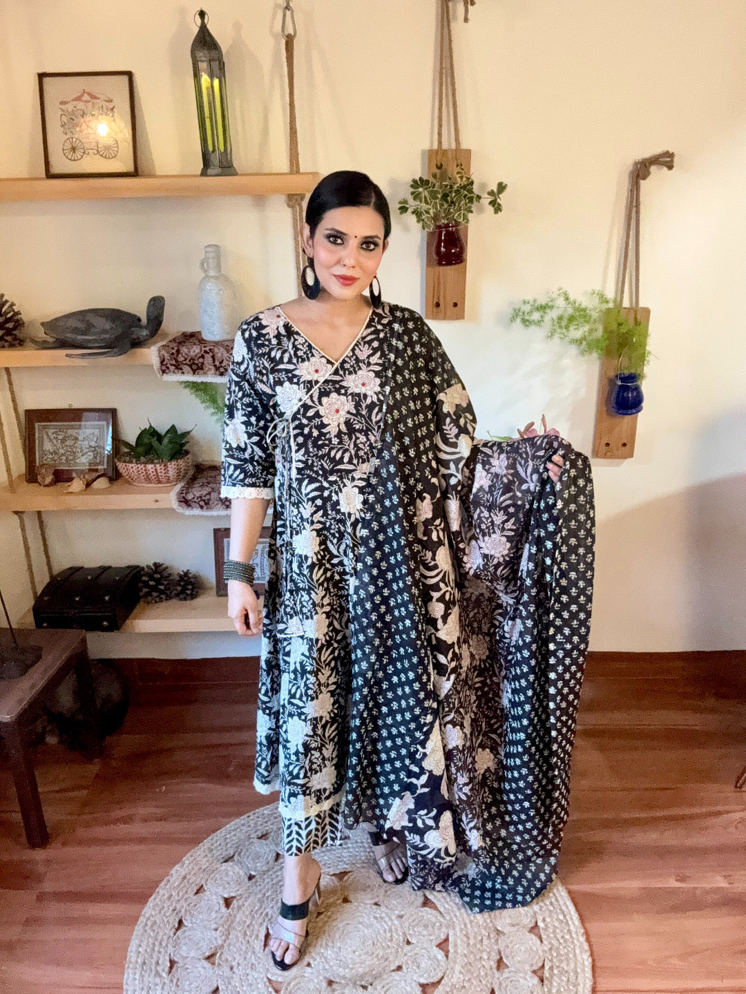Tahirah Black Cotton Suit | Param Iqbal 