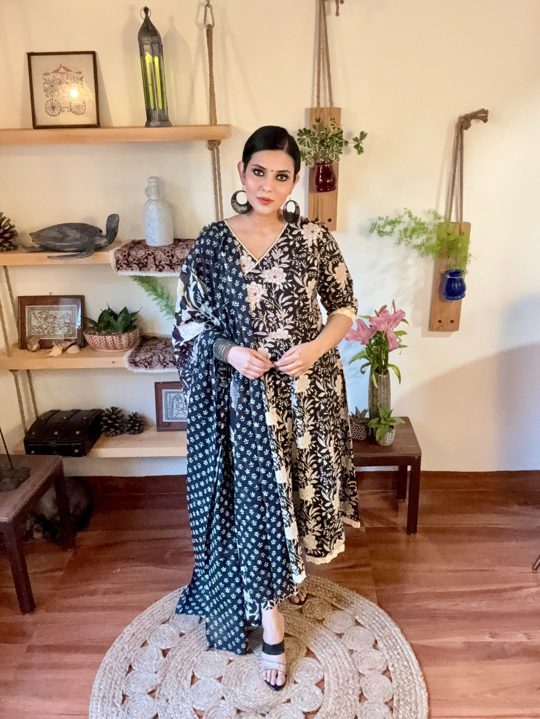Tahirah Black Cotton Suit | Param Iqbal 